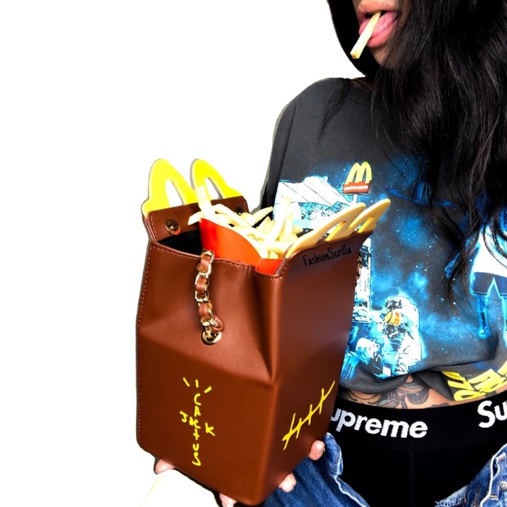 Travis Scott x McDonald’s Happy Meal Brown and Yellow Smile Clutch - Picture 6 of 15